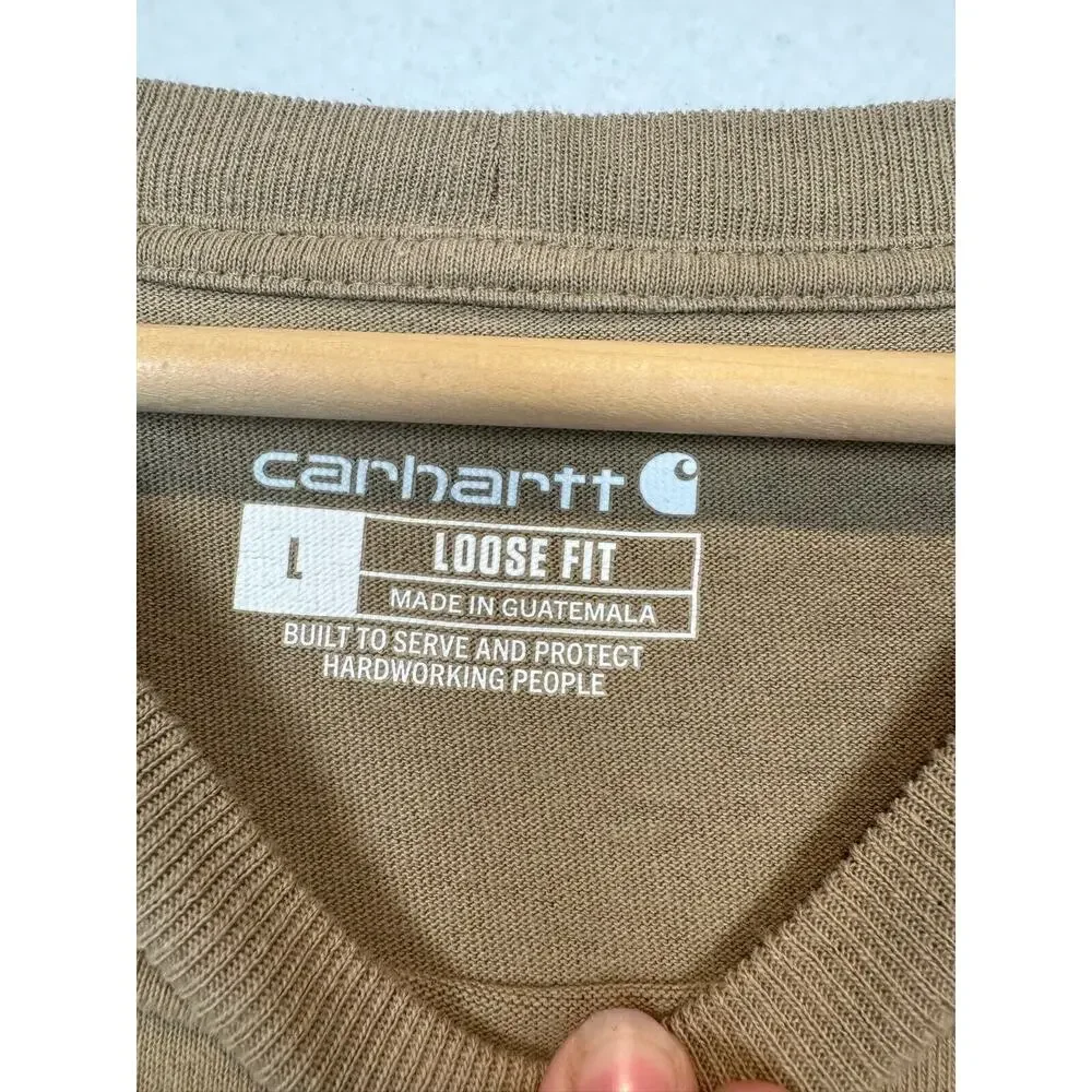 Carhartt T Shirt‎ Short Sleeve Crew Neck Men Size Large Original Fit Loose Beige - Picture 6 of 9